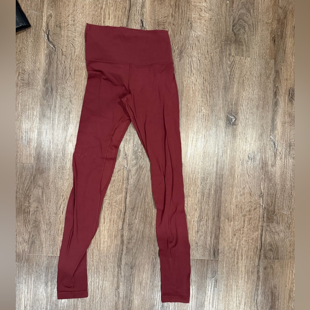Women's Dark Red High-Waisted Leggings